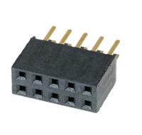 ssw-105-02-g-d Samtec SSW Series Straight Through Hole Mount PCB Socket, 10-Contact, 2-Row, 2.54mm Pitch, Solder Termination