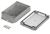 07715105-xm-151005-g-wl-7035 Bopla Euromas X Series Light Grey Polycarbonate Enclosure, IP66, IP68, IK07, Flanged, Clear Lid, 150 x 100 x 45mm