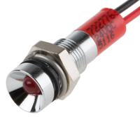722-7763 RS PRO Red Panel Mount Indicator, 24V dc, 6mm Mounting Hole Size, Lead Wires Termination, IP67