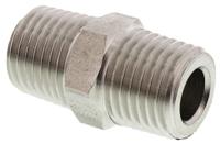 1821-13-13 Legris Stainless Steel Pipe Fitting, Straight Hexagon Coupler, Male R 1/4in x Male R 1/4in