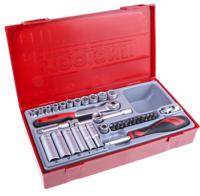 tt1435 Teng Tools 35-Piece Metric 1/4 in Deep Socket/Standard Socket/Bit Set with Ratchet, 6 point; Hex Bit; Phillips Bit;