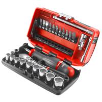 rlnano112 Facom 27-Piece Metric 1/4 in Standard Socket/Bit Set with Ratchet, 12 point