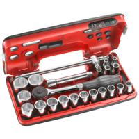 s360dbox4pb Facom 22-Piece Metric 1/2 in Standard Socket Set with Ratchet, 6 point
