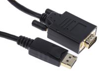 186-3038 RS PRO Male DisplayPort to Male VGA, PVC  Cable, 1080p, 2m