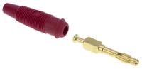 972518701 Hirschmann Test & Measurement Red Male Banana Plug, 4 mm Connector, Solder Termination, 32A, 30 V ac, 60V dc, Gold