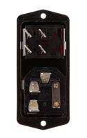 bva01z000011 Bulgin C14 Panel Mount IEC Connector Male, 10A, 250 V, Fuse Size 5 x 20mm