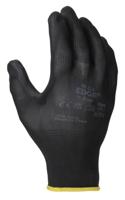 48126080 Ansell Edge Black Polyester Polyester Work Gloves, Size 8, Polyurethane Coating