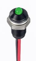 171-3801 RS PRO Green Panel Mount Indicator, 10.8 → 13.2V dc, 6mm Mounting Hole Size, Lead Wires Termination, IP67