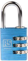 781-6048 RS PRO Combination Aluminium Combination Padlock, 5mm Shackle, 30mm Body