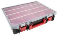 136-8905 RS PRO 12 Cell Black, Red Polypropylene Compartment Box, 91mm x 416mm x 336mm