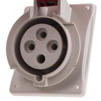 4183266 Scame IP66, IP67 Red Panel Mount 3P + N + E Heavy Duty Power Connector Socket, Rated At 32A, 415 V