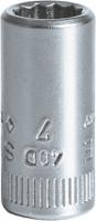 01030007 STAHLWILLE 1/4 in Drive 7mm Standard Socket, 12 point, 23 mm Overall Length