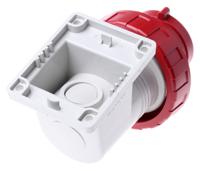 410-371 Scame IP66, IP67 Red Wall Mount 3P + E Right Angle Industrial Power Plug, Rated At 32A, 415 V