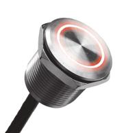 mpzi019fbl24 Bulgin Illuminated Piezo Switch, Momentary, IP68, IP69K, Wire Lead, 1 A @ 24 V dc, -40 → +85°C Grey