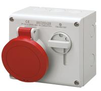 5003286 Scame Switchable IP44 Industrial Interlock Socket 3P+E, Earthing Position 6h, 32A, 400 V