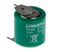 55608603059 Varta V80H 3.6V NiMH Button Rechargeable Battery, 80mAh