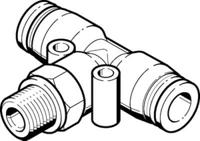 qst-g12-16 Festo Tee Threaded Adaptor, Push In 16 mm to Push In 16 mm, Threaded-to-Tube Connection Style, 186167