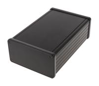 1455n1602bk Hammond 1455 Series Black Aluminium Enclosure, IP54, Black Lid, 160 x 103 x 53mm