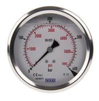 7656102 WIKA Analogue Pressure Gauge 400bar Back Entry 100mm Outside Diameter, UKAS