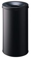 330701 Durable Waste Basket Safe Round 60L Black Flip Steel Waste Bin