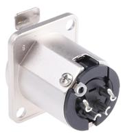 ac4fdz Amphenol Industrial Panel Mount XLR Connector, Female, 4 Way, Silver Plating