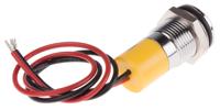 722-7401 RS PRO Yellow Panel Mount Indicator, 24V dc, 14mm Mounting Hole Size, Lead Wires Termination, IP67