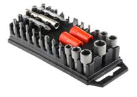 213-1005 RS PRO 30-Piece Metric 1/4 in Standard Socket/Bit Set , 6 point; Hex Bit; Pozidriv Bit; Slotted Bit; Star Bit