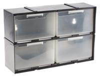 909-6993 RS PRO 4 Drawer Storage Unit, Plastic, 208mm x 325mm x 90mm, Black