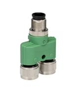 1683413 Phoenix Contact Y-Shaped 4 Pole M12 Plug to 4 Pole M12 Socket Adapter