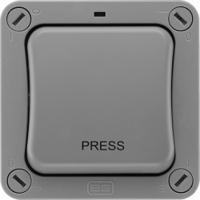 wp14-02 BG Electrical Grey Push Button Light Switch, 2 Way, 1 Gang, Storm