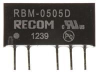 rbm-0505d Recom RBM DC-DC Converter, ±5V dc/ ±100mA Output, 4.5 → 5.5 V dc Input, 1W, Through Hole, +85°C Max Temp -40°C