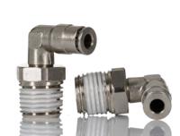 101470428 Norgren PNEUFIT 10 Series Elbow Fitting, R 1/4 Male to Push In 4 mm, Threaded-to-Tube Connection Style, 10147