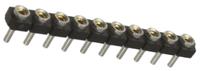 sl-110-t-10 Samtec SL Series Straight Through Hole Mount PCB Socket, 10-Contact, 1-Row, 2.54mm Pitch, Solder Termination
