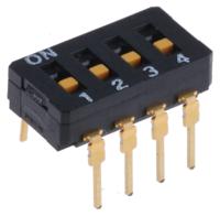 a6d-4100 Omron 4 Way Through Hole DIP Switch 4PST