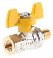 733-5296 RS PRO Brass 2 Way, Ball Valve, Threaded, BSPP 1/4in, 40 → 30bar Operating Pressure