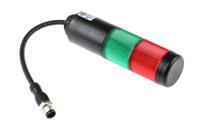 69822075 Werma Kompakt 37 Series Red/Green Signal Tower, 2 Lights, 24 V ac/dc, Base Mount