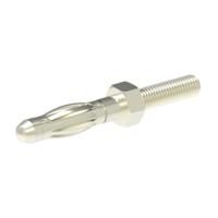 1050-6 Electro PJP Silver Male Banana Plug, 4 mm Connector, Screw Termination, 32A, 30/60V ac/dc, Nickel Plating