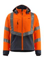 15502-246-14010-xl Mascot Workwear BLACKPOOL Orange/Navy Unisex Hi Vis Softshell Jacket, XL