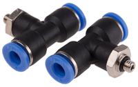916-0798 RS PRO Tee Threaded Adaptor, Push In 6 mm to Push In 6 mm, Threaded-to-Tube Connection Style