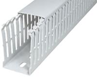 08480241013 SES Sterling GF-DIN-SH-A7/5 Grey Slotted Panel Trunking - Open Slot, W75 mm x D75mm, L2m, Halogen Free PC/ABS