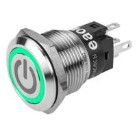 82-51511134b002 EAO 82 Series Illuminated Push Button Switch, Momentary, Panel Mount, 19mm Cutout, SPDT, Green LED, 240V, IP65, IP67