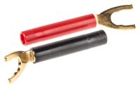 230440-22-230440-21 Staubli Insulated Crimp Spade Connector, 4mm Stud Size, Red/Black