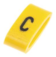 901-10454 HellermannTyton Ovalgrip Slide On Cable Markers, Black on Yellow, Pre-printed "C", 2.5 → 6mm Cable,