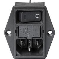 3-131-451 Schurter C14 Panel Mount IEC Connector Male, 10A, 250 V, Fuse Size 17.8 x 11.1mm