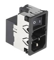 kmf1114111 Schurter 4A, 250 V ac Male Snap-In Filtered IEC Connector 2 Pole KMF1.1141.11 2 Fuse