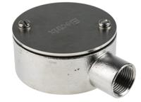 471-1221 RS PRO Terminal Box, Conduit Fitting, 20mm Nominal Size, 316 Stainless Steel, Silver IP67 rating