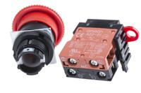 a22el-m-24a-01 Omron A22E Series Twist Release Illuminated Emergency Stop Push Button, Panel Mount, 22mm Cutout, 1NC, IP65