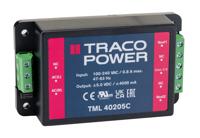 tml-40205c TRACOPOWER Switching Power Supply, TML 40205C, ±5V dc, 4A, 40W, Dual Output, 100 → 375 V dc, 90 → 264 V