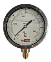 152-288 RS PRO BSP 3/8 Analogue Pressure Gauge 6bar Bottom Entry 100mm Outside Diameter