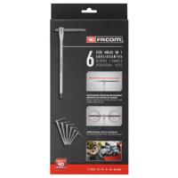 84tcdj6pb Facom 6 piece T Shape Metric Hex Key Set, 2.5 - 3 - 4 - 5 - 6 - 8mm
